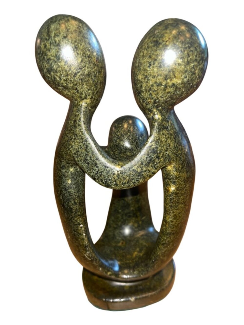 Zimbabwe Shona Serpentine Stone Family Sculpture African Art 8.5" Tall - Picture 3 of 5